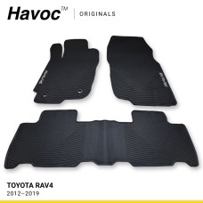 Оригінальні гумові килимки в салон Toyota Rav-4 з 2012 по 2019 з лого та кліпсами HAVOC