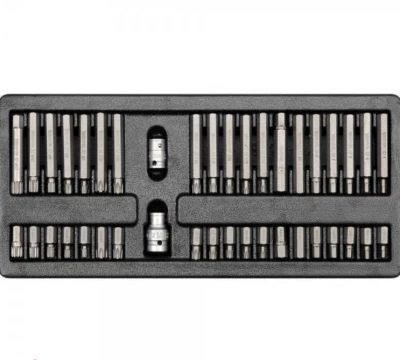 Zestaw bitów we wkładce narzędziowej (adaptery 3/8, 1/2, 40 szt. wymiary: H4-H12, TORX: T20-T55, SPLINE: M5-M12) Yato YT-5538