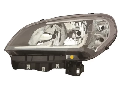 Reflektor przedni lewy Fiat Doblo 2015-2022, regulacja elektryczna, z silniczkiem regulacji wysokości, bez żarówek (H7/H7/WY21W/W21W), Depo, 6611172LMLDEM2