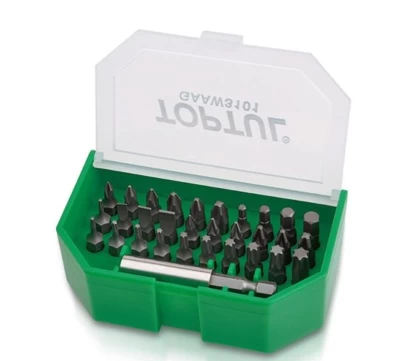 Zestaw bitów 1/4" SL; PH; PZ; TORX; HEX + magnetyczny uchwyt 31 szt. TOPTUL GAAW3101