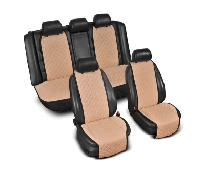 Seat overlays wide (set) without logo, beige AVTM ALC0067