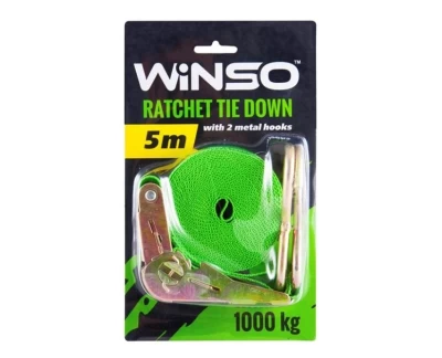 Pas do mocowania ładunku z klamrą 1 t, 5 m, szerokość pasa 25 mm, w opakowaniu blistrowym Winso 141500
