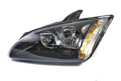 Reflektor przedni lewy Ford Focus 2 2004-2007, H7/H1, regulacja elektryczna, czarna ramka, Depo, 431-1169L-LDEM2