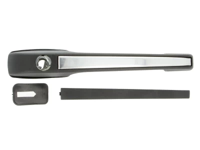 Klamka drzwi przednia lewa Volkswagen Caddy 1982-1992/Golf 2/Jetta 2 1983-1992/Passat B2 1980-1988/Polo 1990-1994, z otworem na zamek, czarna/chrom AVTM, 191837207, 6012579