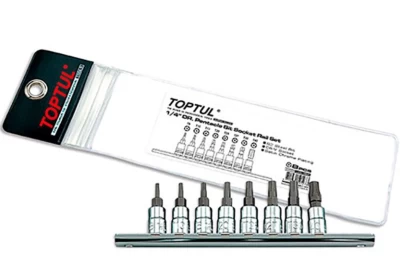 Zestaw bitów pięciokątnych 1/4" TORX T8-T40 z otworem 8 szt. TOPTUL GAAG0805