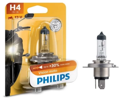 Żarówka samochodowa H4 Vision moto+30% 12V 60/55W P43t-38 (opakowanie blistrowe 1 szt.) Żarówka samochodowa H4 Vision moto+30% 12V 60/55W P43t-38 (opakowanie blistrowe 1 szt.)