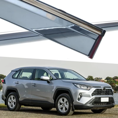 Owiewki szyb z chromowanym wykończeniem, montowane na taśmie, do Toyota Rav4 2019 2020 2021 2022 2023 HAVOC