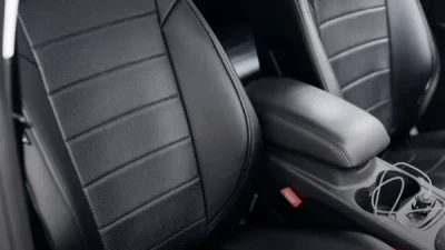 Чохли на сидіння Skoda Karoq 2020- (без підлокітника), екошкіра, чорні Seintex 94882