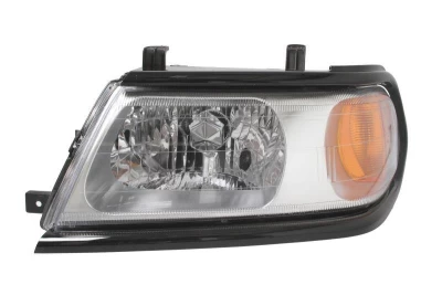 Reflektor przedni lewy Mitsubishi Pajero Sport 2004-2008, H4, z kierunkowskazem, regulacja elektryczna/ręczna, czarna ramka, Depo, 114-1121L-LDEM2