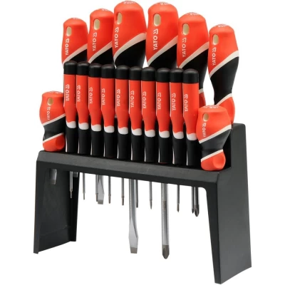 Zestaw wkrętaków, 18 szt.: płaskie SL24 SL3 SL5 SL6 SL6 SL8, krzyżakowe PH00 PH0 PH1PH2 PH2 PH3 TORX T5 T6 T7 T8 Yato YT-25982