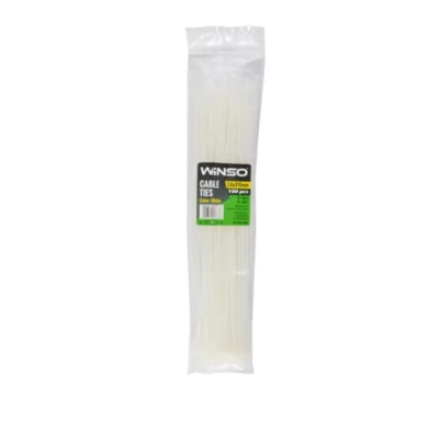 Białe opaski kablowe z tworzywa sztucznego 4,8x380 mm (100 szt./opakowanie) Winso 148380
