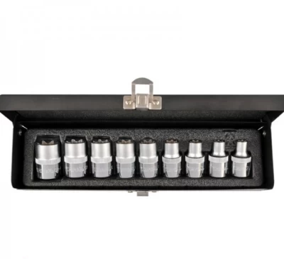 Zestaw nasadek 1/2 TORX 9 szt. (wymiary: E10, E11, E12, E14, E16, E18, E20, E22, E24) Zestaw nasadek 1/2 TORX 9 szt. (wymiary: E10, E11, E12, E14, E16, E18, E20, E22, E24)