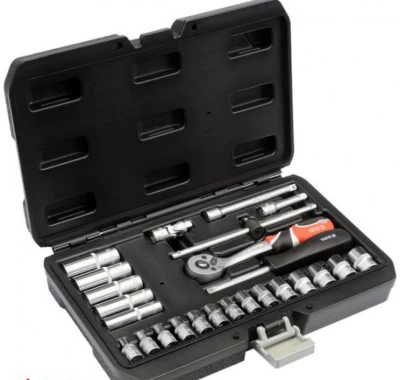 Zestaw nasadek 1/4, 25 szt. (krótkie nasadki: 3,5-14 mm, długie: 8-13 mm, przedłużki 50 i 100 mm) Yato YT-14461 Zestaw nasadek 1/4, 25 szt. (krótkie nasadki: 3,5-14 mm, długie: 8-13 mm, przedłużki 50 i 100 mm) Yato YT-14461