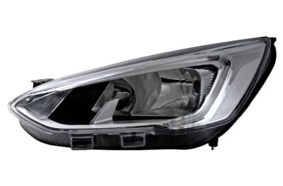 Reflektor przedni lewy Ford Focus 2019-, regulacja elektryczna, z silniczkiem regulacji wysokości, bez żarówek (LED/H7/H1/PY21W), chrom, Depo, 43111AJLMLDEM1