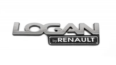 Emblemat z napisem "Logan przez Renault" do Renault Logan 2/Logan MCV 2008-2013, 14,5 cm, AVTM, 645D2026