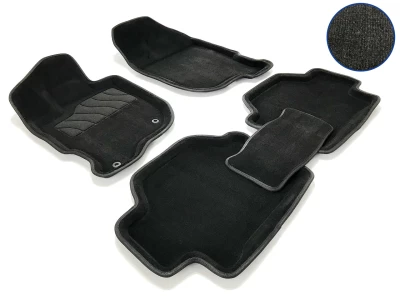 Carpet floor mats for Mitsubishi Pajero Sport 2008-2015, black, 5 pcs, Seintex, 83738