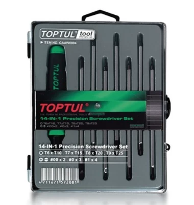 Zestaw wkrętaków (T6-T25, PH, SL) 14 w 1 TOPTUL GAAW0804