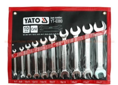 Zestaw kluczy płaskich, 10 szt. (wymiary: od 6 mm do 27 mm) Yato YT-0380
