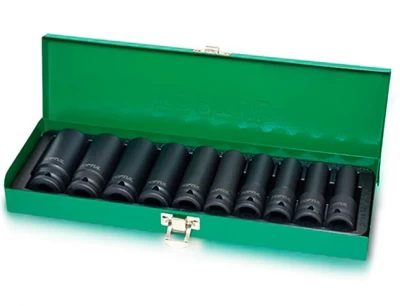 Zestaw długich nasadek udarowych 1/2" 10-24 mm 10 szt. TOPTUL GDAD1002