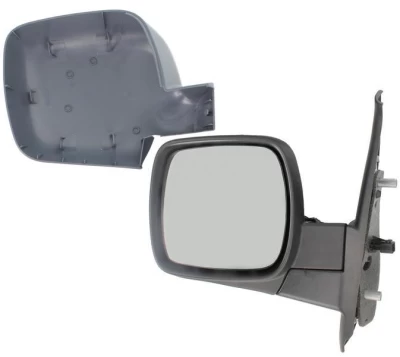 Lewe lusterko zewnętrzne Renault Kangoo 2006-, zespół, regulacja elektryczna, podgrzewane, zagruntowane, wypukłe, 5 pinów, AVTM, 7701068840, 189239160
