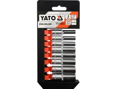 Zestaw długich nasadek 1/4 (wymiary: 5.5, 6, 7, 8, 9, 10, 12, 13 mm) Yato YT-14431