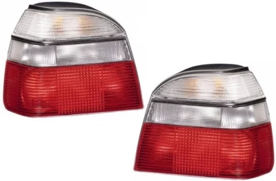 Tylny światła Volkswagen Golf 3 1991-1996 przezroczysty/czerwony, zestaw 2 szt., Hella, 9EL 006 220-921