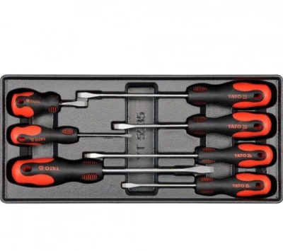 Zestaw wkrętaków płaskich, 7 szt. wymiary: 3×75 5×100 5×150 6×38 6×100 6×150 8×150 mm Yato YT-5535