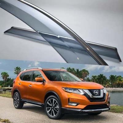 Owiewki szyb do Nissan Rogue 2014–2021 HAVOC — z chromowaną listwą