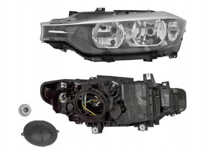 Reflektor przedni lewy BMW 3-Series F30/31 2012-2015, regulacja elektryczna, z silniczkiem regulacji wysokości, bez żarówek (H7/H7/PY21W/PW24W/H6W), Depo, 4441186LMLDEM2