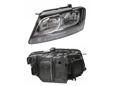 Reflektor przedni lewy Audi Q5 2008-2012, regulacja elektryczna, z silniczkiem regulacji wysokości, bez żarówek (H7*2/PH24WY/P13W*2) biały wkład, Depo, 4461126LMLDEM2