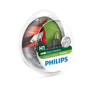 Żarówka samochodowa H1 LongLife EcoVision 12V 55W P14,5s (zestaw 2 szt.) Żarówka samochodowa H1 LongLife EcoVision 12V 55W P14,5s (zestaw 2 szt.)
