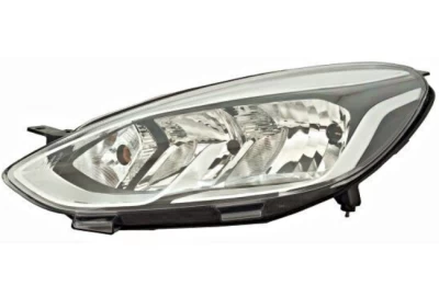 Reflektor przedni lewy Ford Fiesta 2017-2023 EUR, regulacja elektryczna, z silniczkiem regulacji wysokości, z żarówkami (H7/H15/PY21W), Depo, 43111AELMLDEM