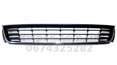 Решітка бампера Volkswagen Polo 5 SD 2015-2019, чорна, із хромованим молдингом, AVTM, 6RU853671C, 187433915 Решітка бампера Volkswagen Polo 5 SD 2015-2019, чорна, із хромованим молдингом, AVTM, 6RU853671C, 187433915