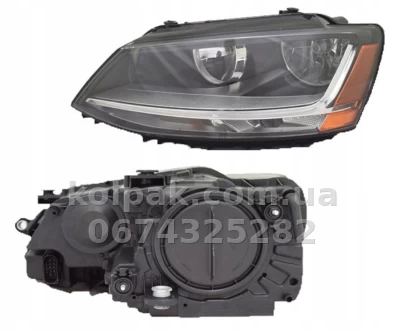 Front right headlight Volkswagen Jetta 6 2014-2018, manual adjustment, without bulbs (H7.PY21W.LED), yellow insert, Depo, 3411145RAS2 Front right headlight Volkswagen Jetta 6 2014-2018, manual adjustment, without bulbs (H7.PY21W.LED), yellow insert, Depo, 3411145RAS2 β photo 2