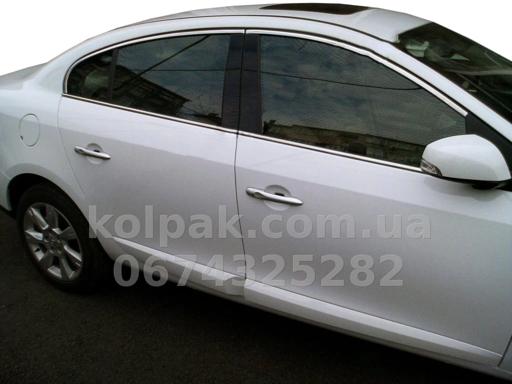 Chrome window trims (upper) (4 pcs) Renault Fluence 2010-, OmsaLine, 6113146 Chrome window trims (upper) (4 pcs) Renault Fluence 2010-, OmsaLine, 6113146 β photo 1