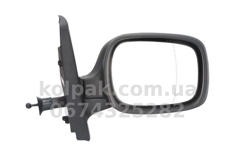Праве бічне дзеркало Renault Kangoo 2003-, у зборі, механічне регулювання, асферичне, AVTM, 9630100QAR, 189265174 Праве бічне дзеркало Renault Kangoo 2003-, у зборі, механічне регулювання, асферичне, AVTM, 9630100QAR, 189265174 — фото 1