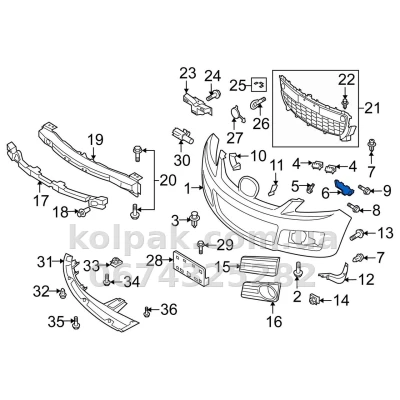 Original left front bumper mounting bracket Mazda CX-7 2007-2012, EH14500U1D — photo 2