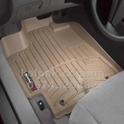 Floor mats for Toyota Highlander 2008-2014, with raised edges, front, beige, Weathertech 451151 — photo 2