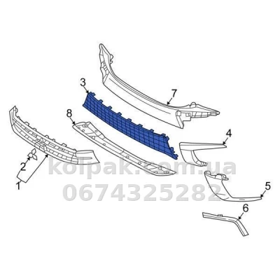Решітка бампера Mitsubishi ASX 2016-2017, середня, AVTM, 6402A431, 184830910 Решітка бампера Mitsubishi ASX 2016-2017, середня, AVTM, 6402A431, 184830910 — фото 2