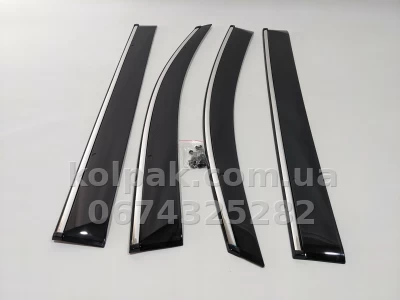 Window wind deflectors for with chrome finish adhesive-fit Volkswagen Touran 2003–2015 HAVOC — photo 6