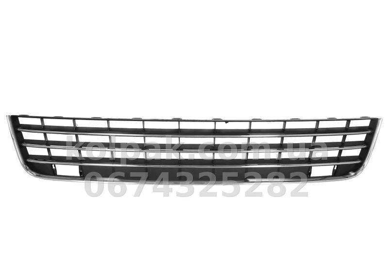 Решітка бампера Volkswagen Touareg 2010-2014, з отв. для парктроніка, середня, із хромованим молдингом, AVTM, 7P6853671ERYP, 7417 915 Решітка бампера Volkswagen Touareg 2010-2014, з отв. для парктроніка, середня, із хромованим молдингом, AVTM, 7P6853671ERYP, 7417 915 — фото 1