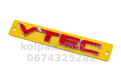 Шильдик (напис) "VTEC", червоний із хромом, 110х15 мм, AVTM, 6457236D