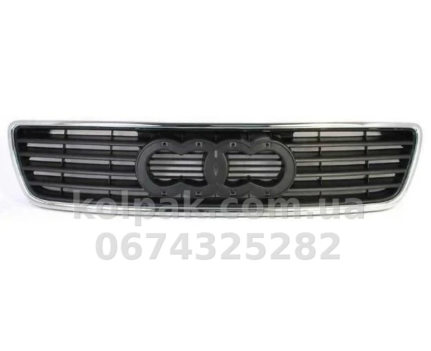 Решітка радіатора Audi A6 1994-1998, чорна, хромована рамка, AVTM, 180013990 Решітка радіатора Audi A6 1994-1998, чорна, хромована рамка, AVTM, 180013990 — фото 1