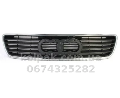 Решітка радіатора Audi A6 1994-1998, чорна, хромована рамка, AVTM, 180013990