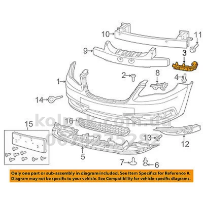 Left front bumper mounting bracket Chrysler 200 2011-2014, AVTM, 68081883AD, 181804931 Left front bumper mounting bracket Chrysler 200 2011-2014, AVTM, 68081883AD, 181804931 β photo 2