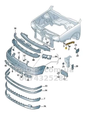 Праве кріплення переднього бампера Volkswagen Bora/Golf 4 1999-2005, AVTM, 1J0807184A, 189543932 — фото 2