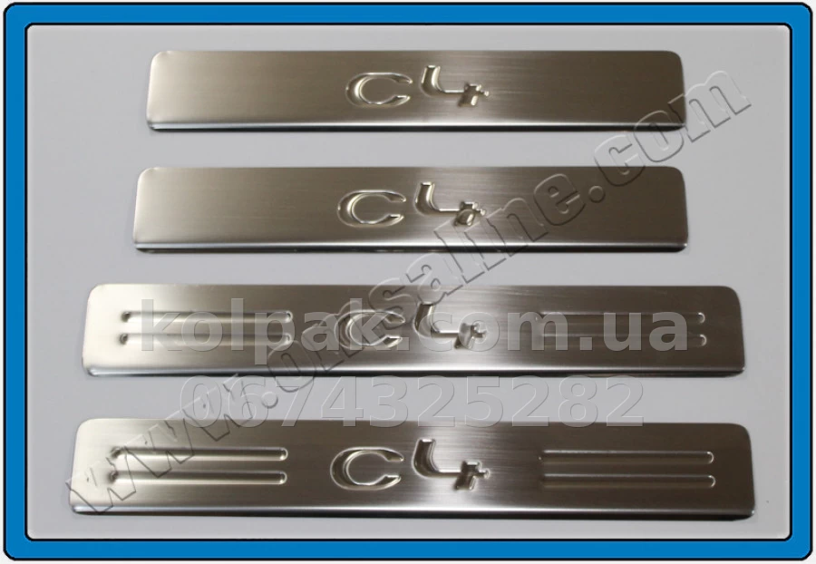 Chrome door sill trims (4 pcs) Citroen C4 HB 2010-, OmsaLine, 1515091 Chrome door sill trims (4 pcs) Citroen C4 HB 2010-, OmsaLine, 1515091 β photo 1