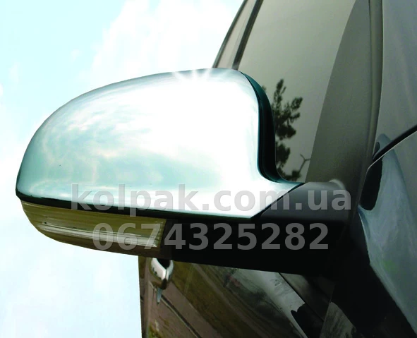 Chrome mirror covers (2 pcs) Volkswagen Passat B5 03-05/Sharan 04-10/Golf 5 03-08/Jetta 05-10/EOS 2006-, Carmos, 6450232 Chrome mirror covers (2 pcs) Volkswagen Passat B5 03-05/Sharan 04-10/Golf 5 03-08/Jetta 05-10/EOS 2006-, Carmos, 6450232 β photo 1