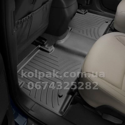 Floor mats for Hyundai Santa Fe 2012-, with raised edges, rear, black, Weathertech 444403 — photo 2