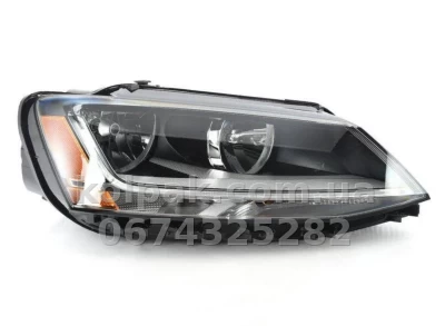 Передня права фара Volkswagen Jetta 6 2014-2018, механічне регулювання, без ламп (H7.PY21W.LED), жовта вставка, Depo, 3411145RAS2 Передня права фара Volkswagen Jetta 6 2014-2018, механічне регулювання, без ламп (H7.PY21W.LED), жовта вставка, Depo, 3411145RAS2